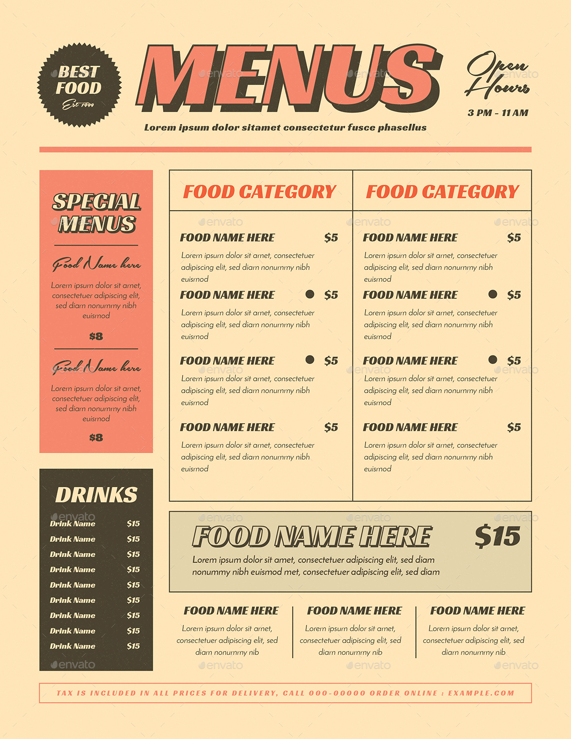 Retro Menus, Print Templates GraphicRiver